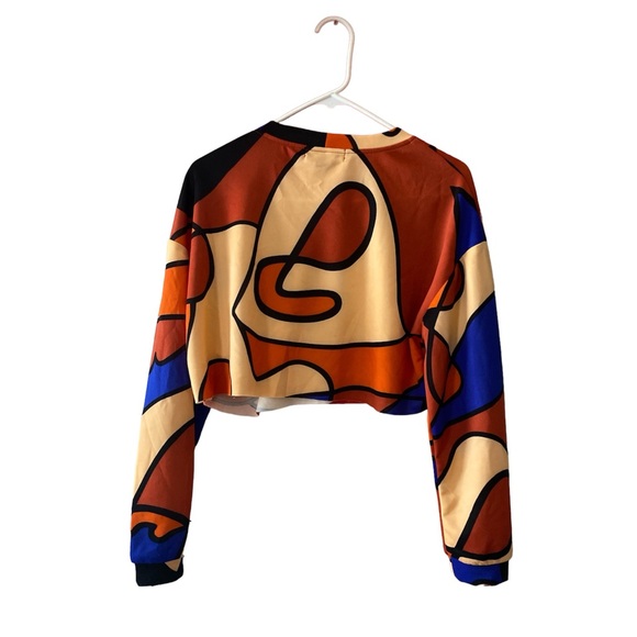 Women's Abstract Figure Print Long Sleeve Sweatshirt - Picture 2 of 3